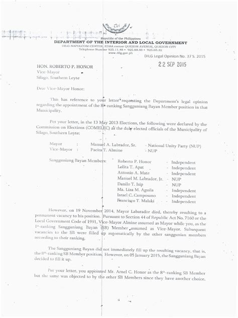in case of vacancy in barangay kagawad|DILG OPINION No. 56 s .